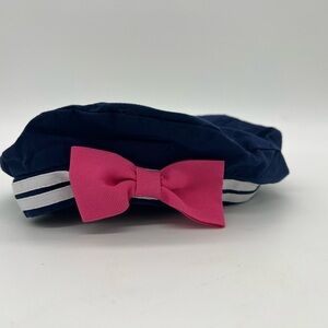New! Baby Girl Gymboree 6-12 Months Navy Flat Hat With Pink Bow